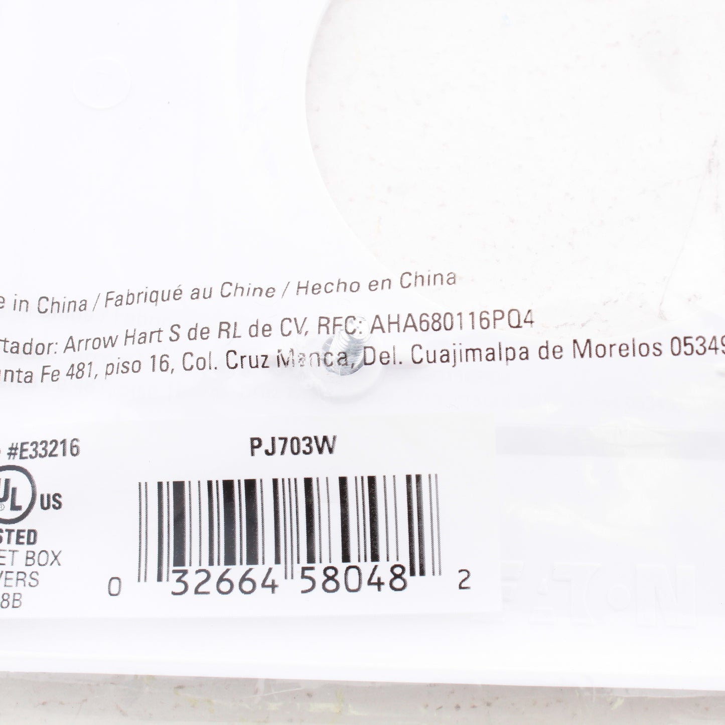 Eaton PJ703W White 2-Gang 2.15" Dia Outlet Unbreakable Mid-Size Wallplate Cover
