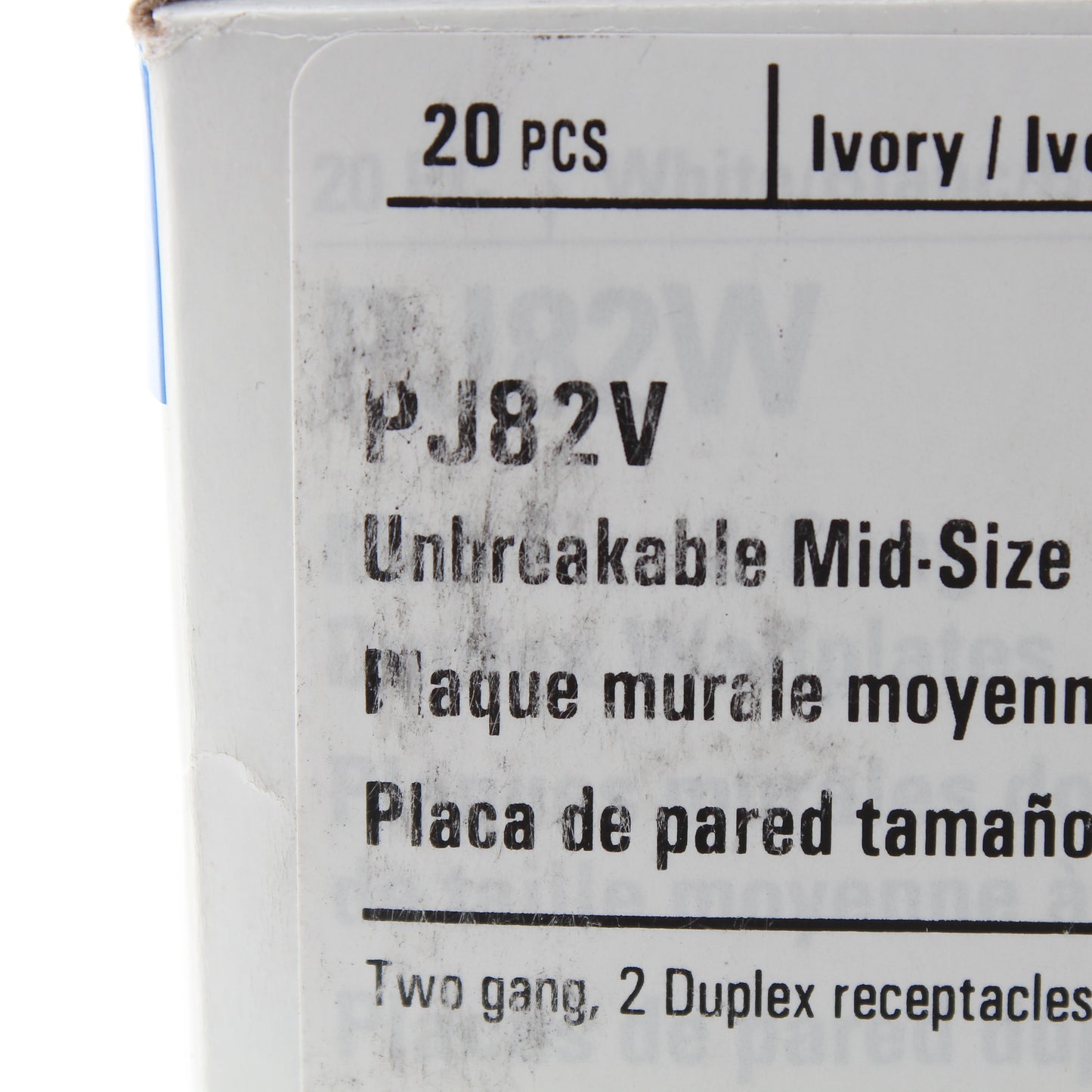 Eaton PJ82V Ivory 2-Gang Duplex Outlet Unbreakable Mid-Size Wallplates 20pcs