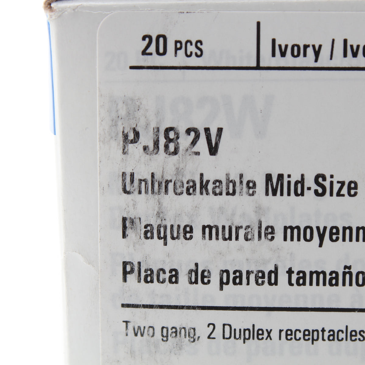 Eaton PJ82V Ivory 2-Gang Duplex Outlet Unbreakable Mid-Size Wallplates 20pcs