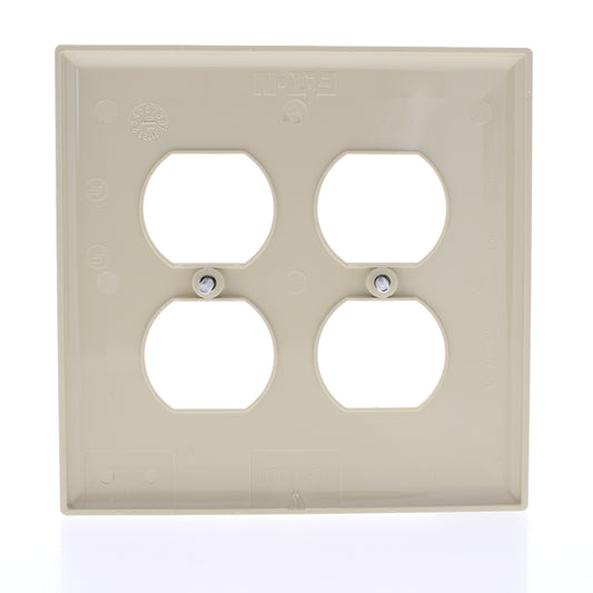 Eaton PJ82V Ivory 2-Gang Duplex Outlet Unbreakable Nylon Mid-Size Wallplate