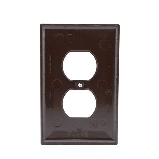 Eaton PJ8B-SP-L Brown 1-Gang Unbreakable Nylon Duplex Mid-Size Wallplate Cover