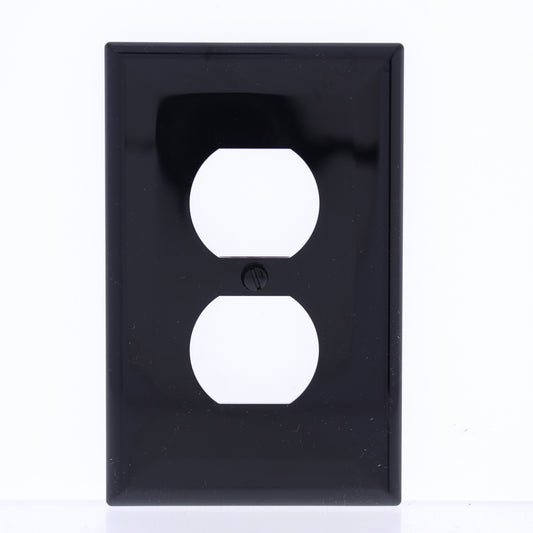 Eaton PJ8BK Black 1-Gang Duplex Receptacle Nylon Wallplate Outlet Mid-Size Cover