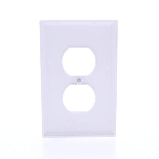 Eaton PJ8W White 1-Gang Duplex Outlet Unbreakable Mid-Size Wallplate Nylon Cover