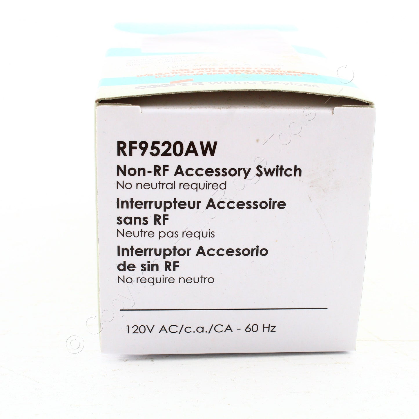 Eaton RF9520AW Alpine White Non-RF Accessory Decorator Switch No Neutral 120/VAC