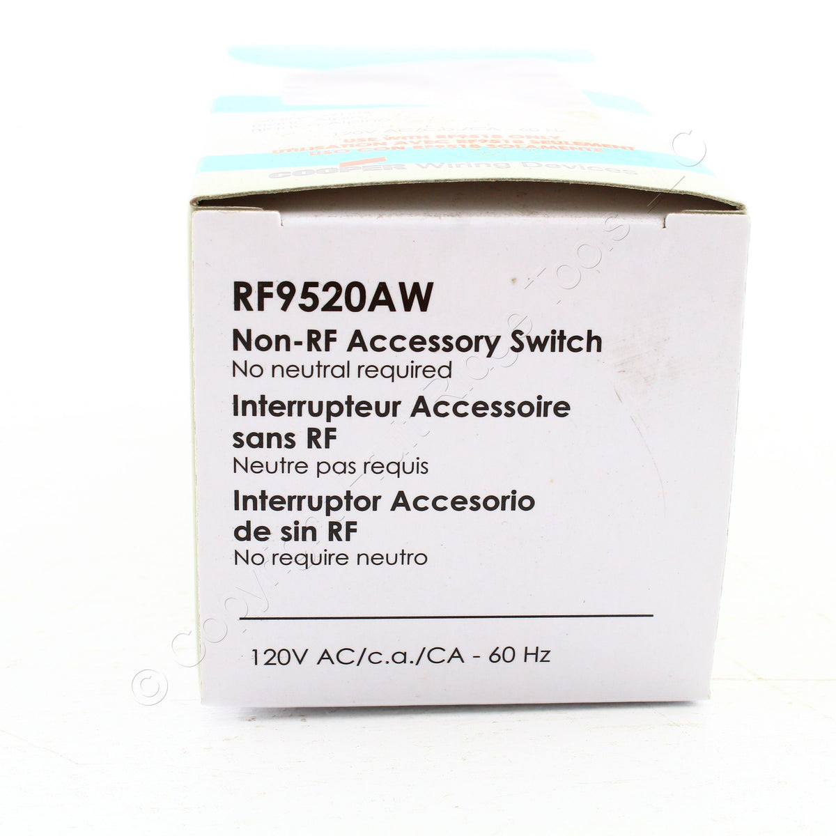 Eaton RF9520AW Alpine White Non-RF Accessory Decorator Switch No Neutral 120/VAC