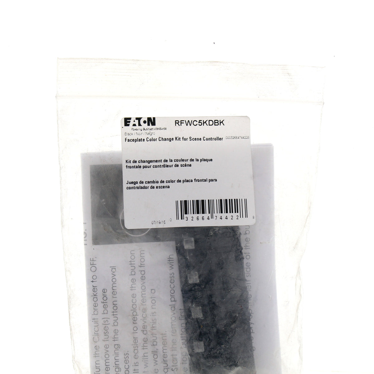 Eaton Black Color Change Kit For 5-Button Scene Controller Keypad RFWC5KDBK
