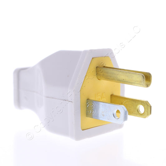 Eaton SA399W White 15A Straight Blade Plug Cord End 125V NEMA 5-15 5-15P Bulk