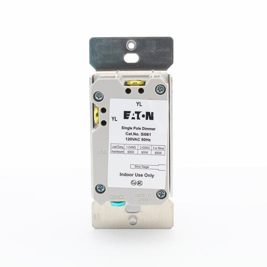 Eaton SI061-W-K-L White Single Pole Incandescent Slide Dimmer Switch NonPreset