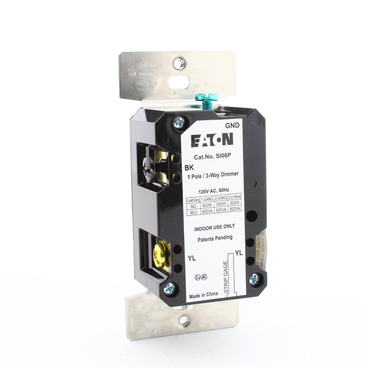 Eaton White Incandescent Halogen Slide Dimmer Switch 1+3-Way Preset SI06P-W-K