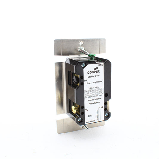 Eaton Black Incandescent Halogen Slide Dimmer Switch 1+3-Way Preset SI06P-BK
