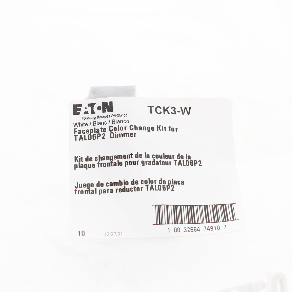 Eaton TCK3-W White Polycarbonate Color Change Kit for TAL06P Dimmer Switch