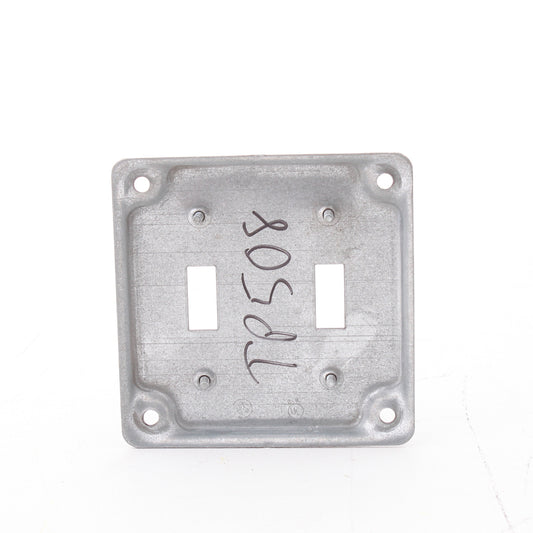 Eaton 4" Raised Square Cover 2-Gang Toggle Plate