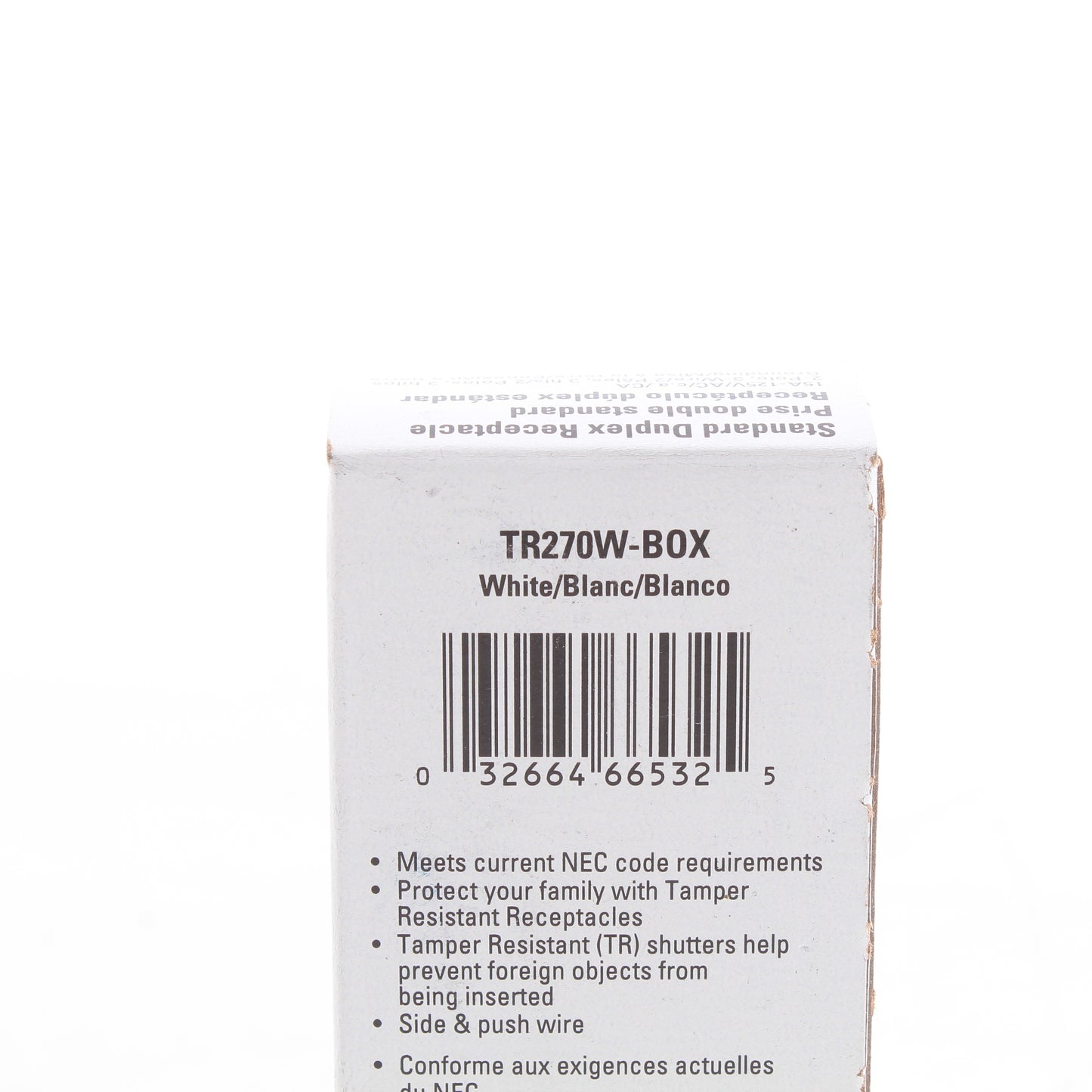 Eaton White Tamper Resistant Duplex Receptacle Outlet Nema 5-15R 15A TR270W