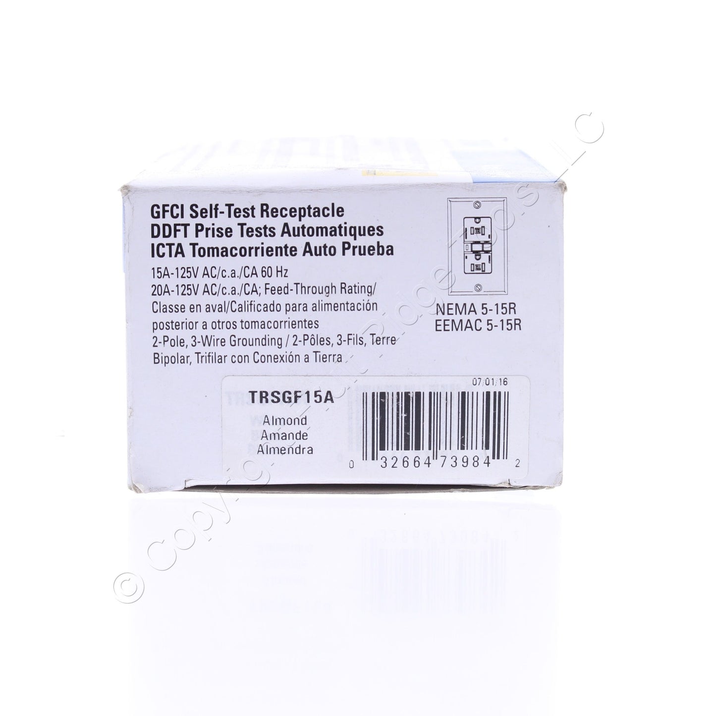Eaton TRSGF15A Almond Tamper Resistant GFCI Self-Test 15A Receptacle 5-15 Outlet