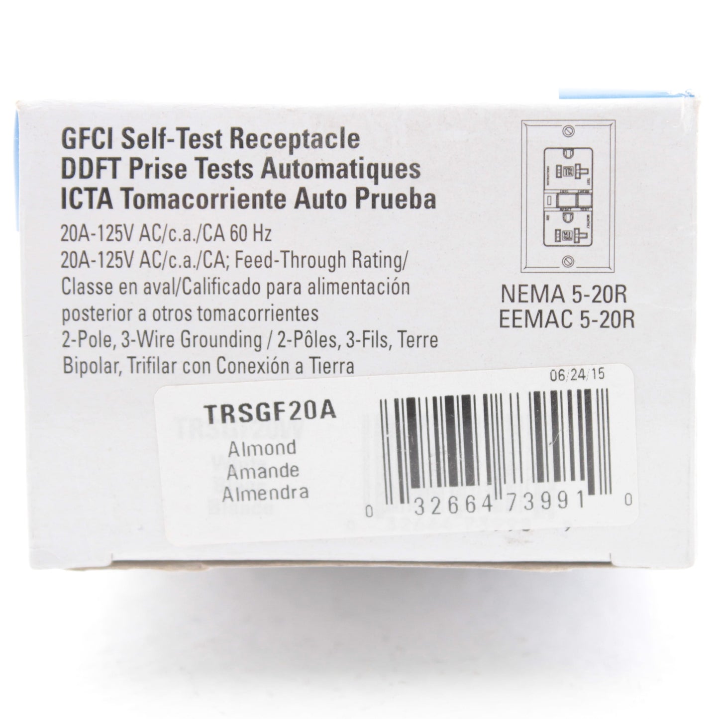 Eaton TRSGF20A Almond Tamper Resistant GFCI Receptacle Outlet 20A 5-20 Self-Test