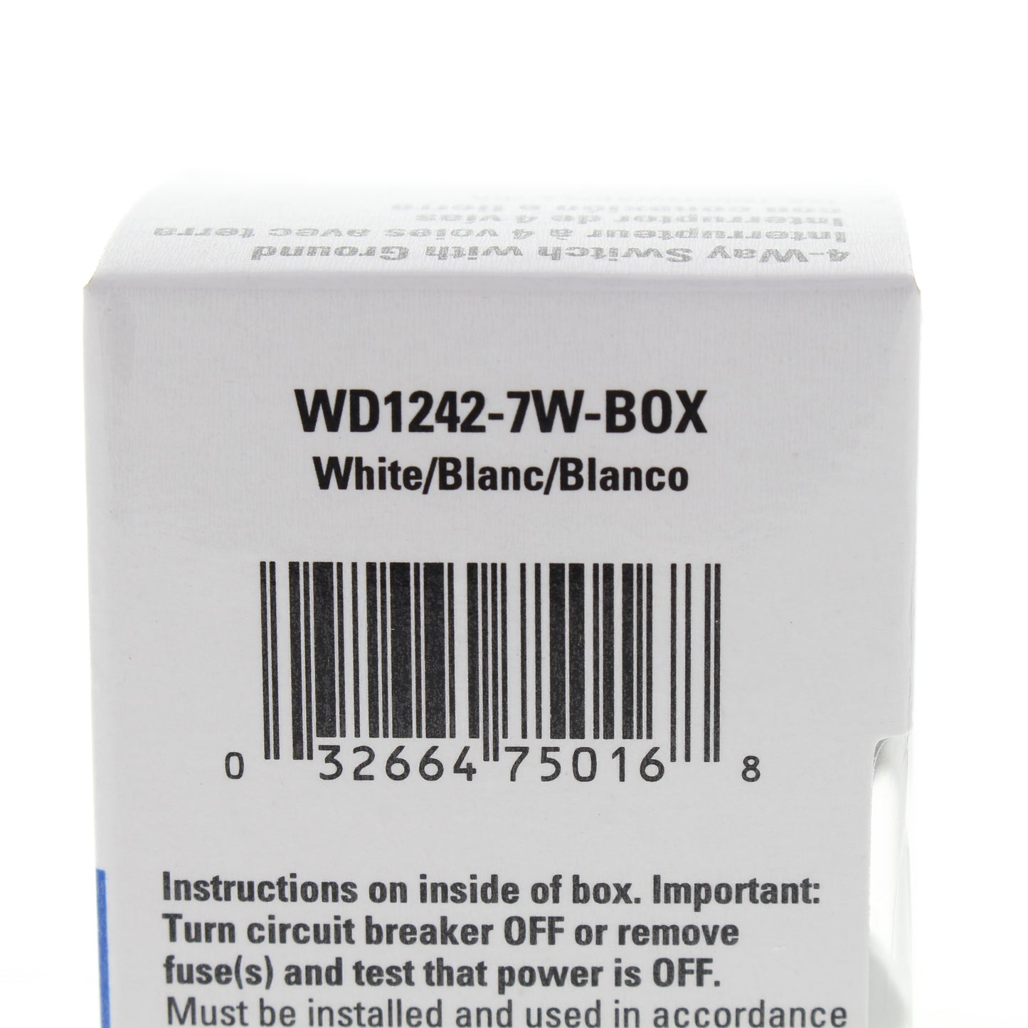 Eaton WD1242-7W-BOX White 4-WAY Framed Toggle Wall Light Switch 15A 120/277V