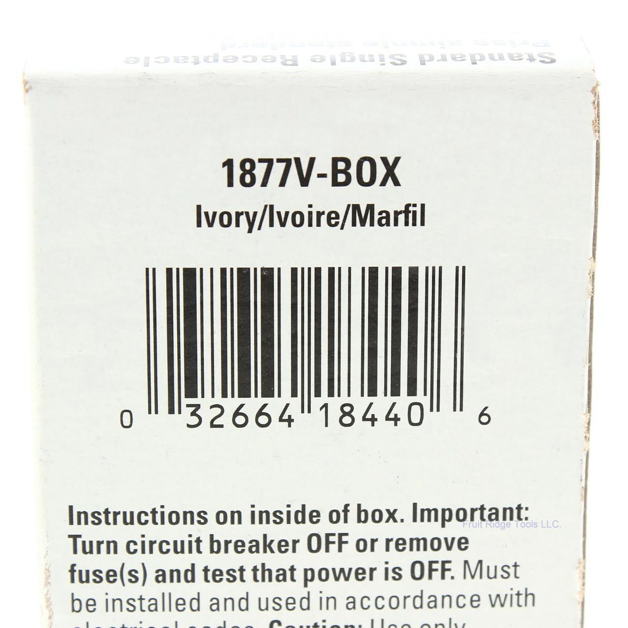 Eaton 1877V Ivory 20A Commercial Single Outlet Receptacle 5-20R 125V
