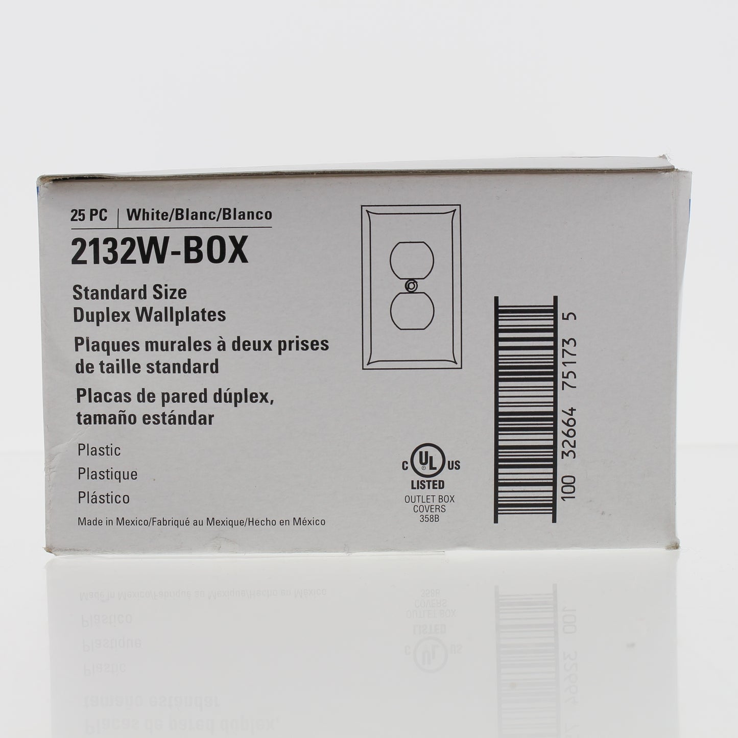 25 Cooper 1-Gang White Duplex Outlet Receptacle Cover Plastic Wallplates 2132W