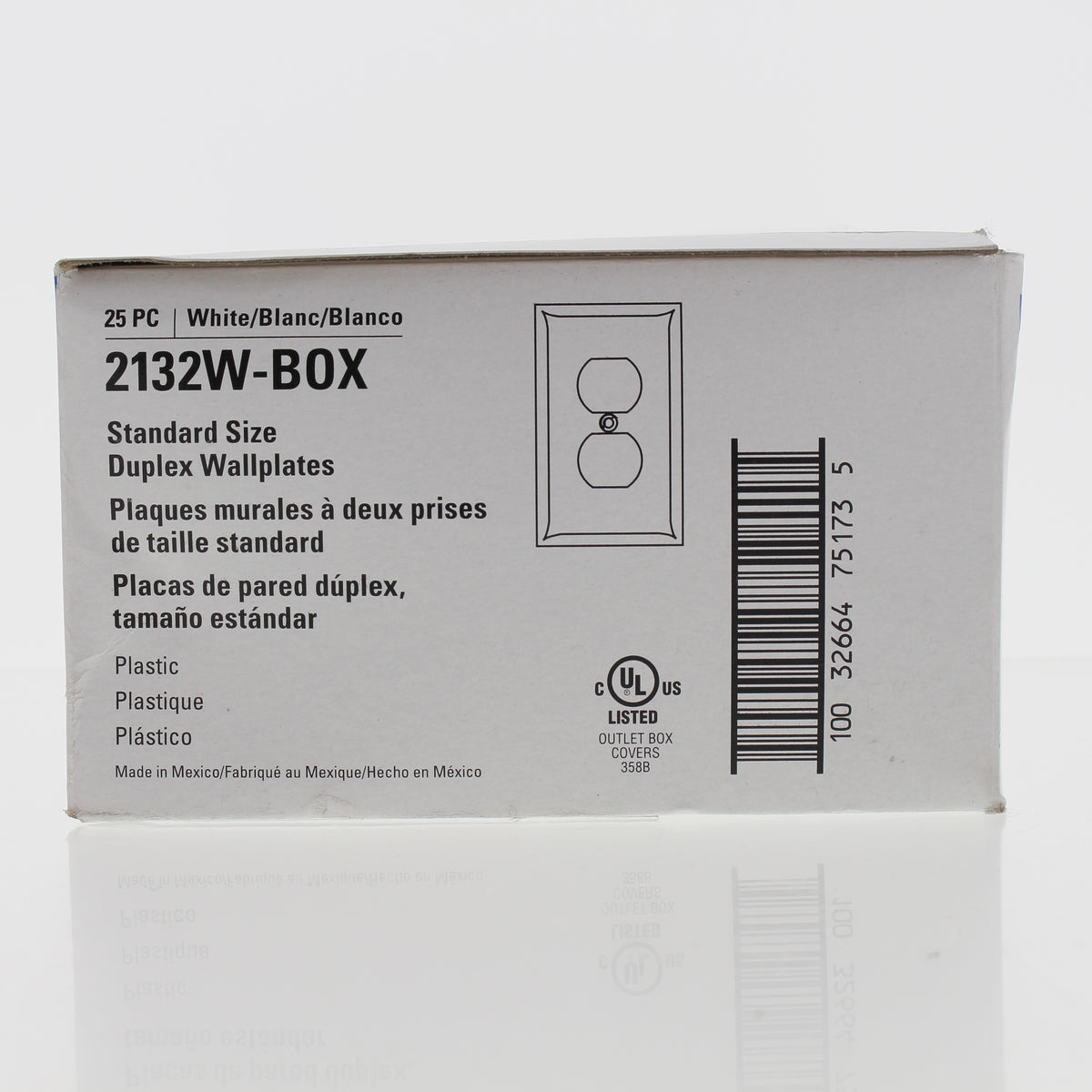 25 Cooper 1-Gang White Duplex Outlet Receptacle Cover Plastic Wallplates 2132W