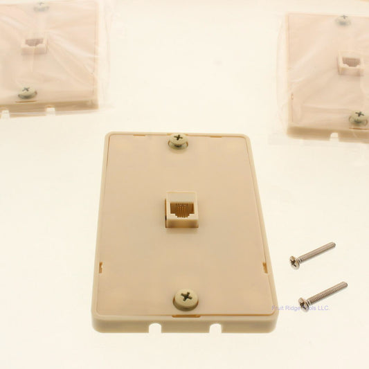 GC Electronics Ivory Quick Mount Telephone Jack 4-Conductor Wall Jack 10pcs