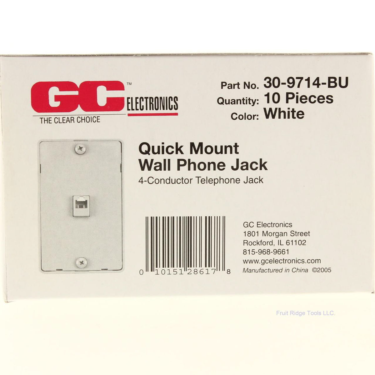 GC Electronics White Quick Mount Telephone Jack 4-Conductor Wall Jack 10pcs