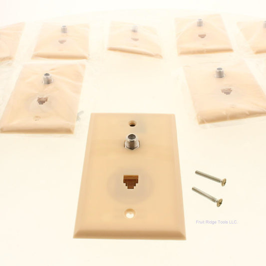 GC Electronics 30-9732 Ivory 4-Conductor F-Type Coaxial Flush Wallplates 10pcs