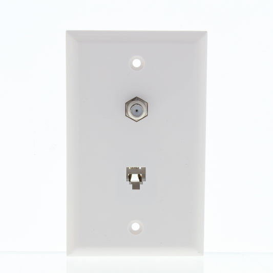 General Electric White Telephone Phone Jack Coaxial Cable Std Wallplate