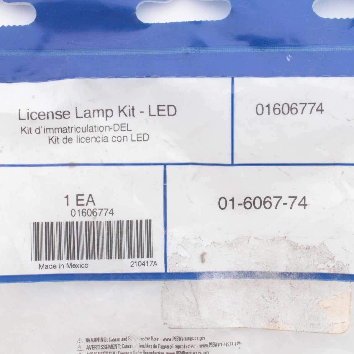 Grote 01-6067-74 Gray Housing License Plate Lamp Kit Light Kit LED Bulb