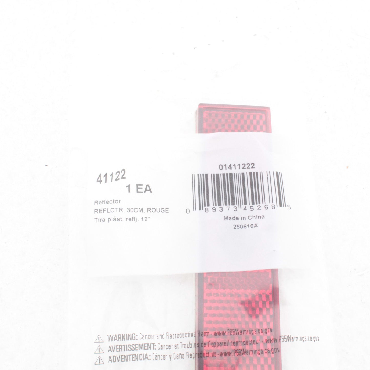 Grote 41122 Red 12" x 1" Reflective Strip Plastic Adhesive-Backed or Screw Mount
