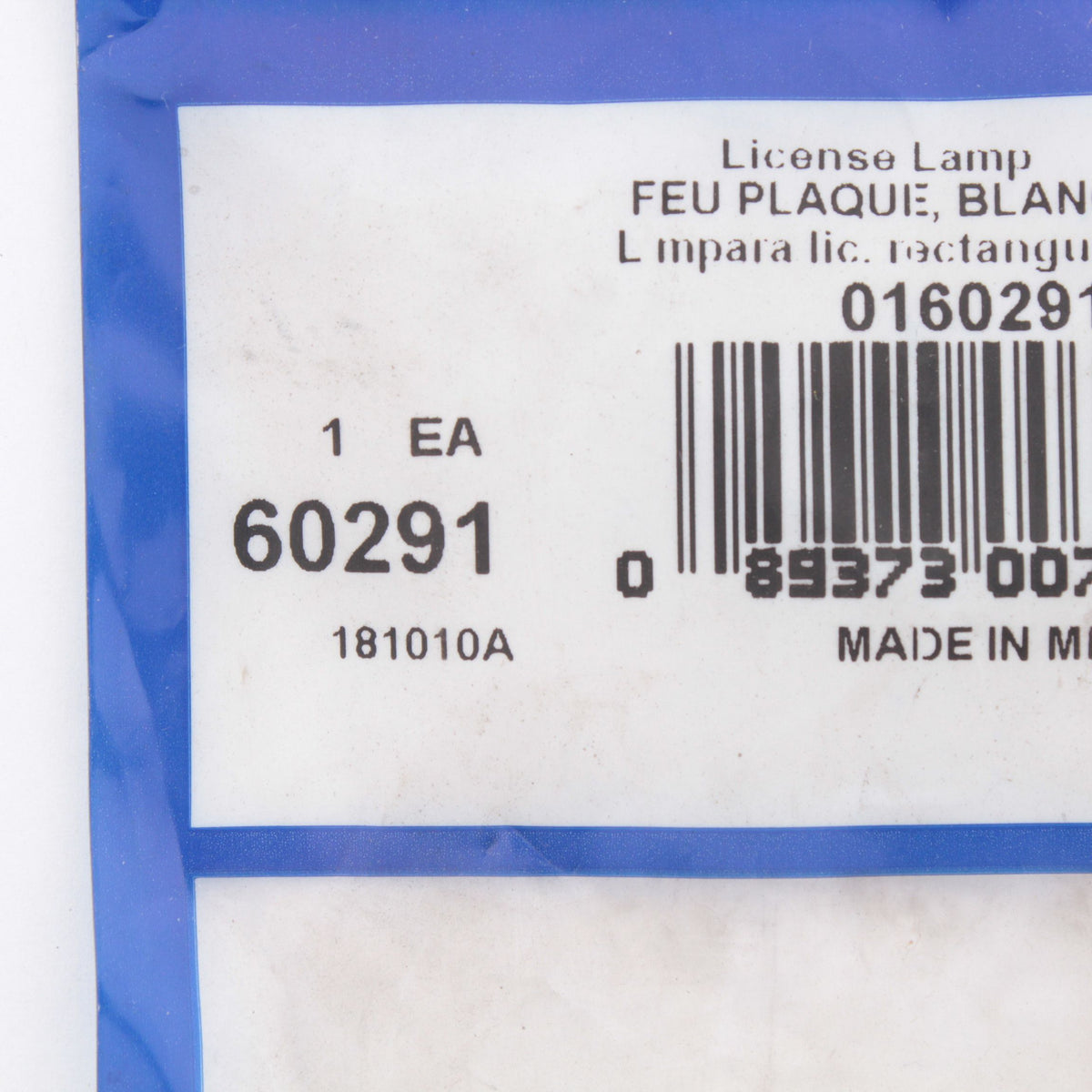 Grote 60291 Clear White 3-51/64" x 1-13/64" Rectangular License Lamp Male Pin