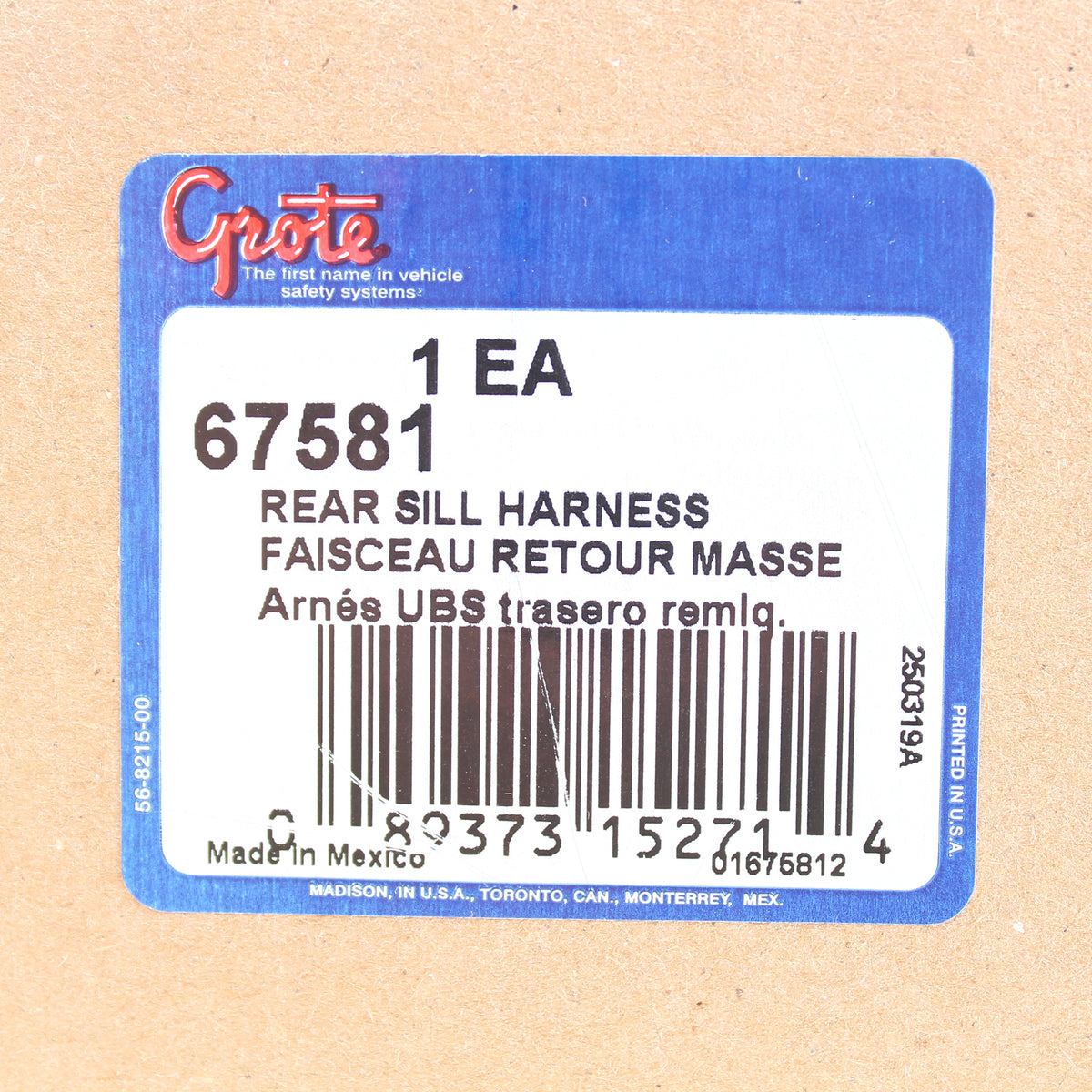 Grote 67581 UBS 56" Blue Drop Harness Rear Sill Male-Pin for 4" Round Oval Lamp