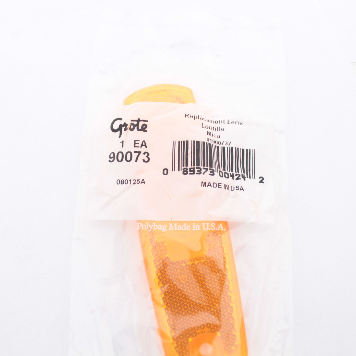Grote 90073 Amber 4" x 1-15/16" Clearance Side Marker Lens w/ Built-In Reflector