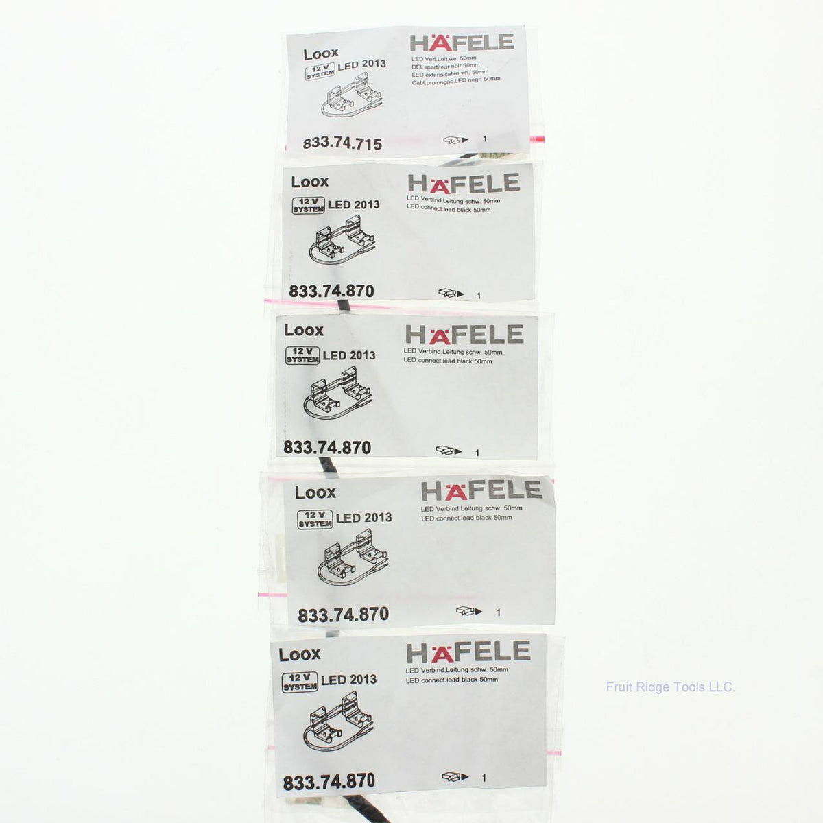 5 Hafele LED 50MM Interconnect Lead Clip For 8MM 12V 833.73.743 833.74.870