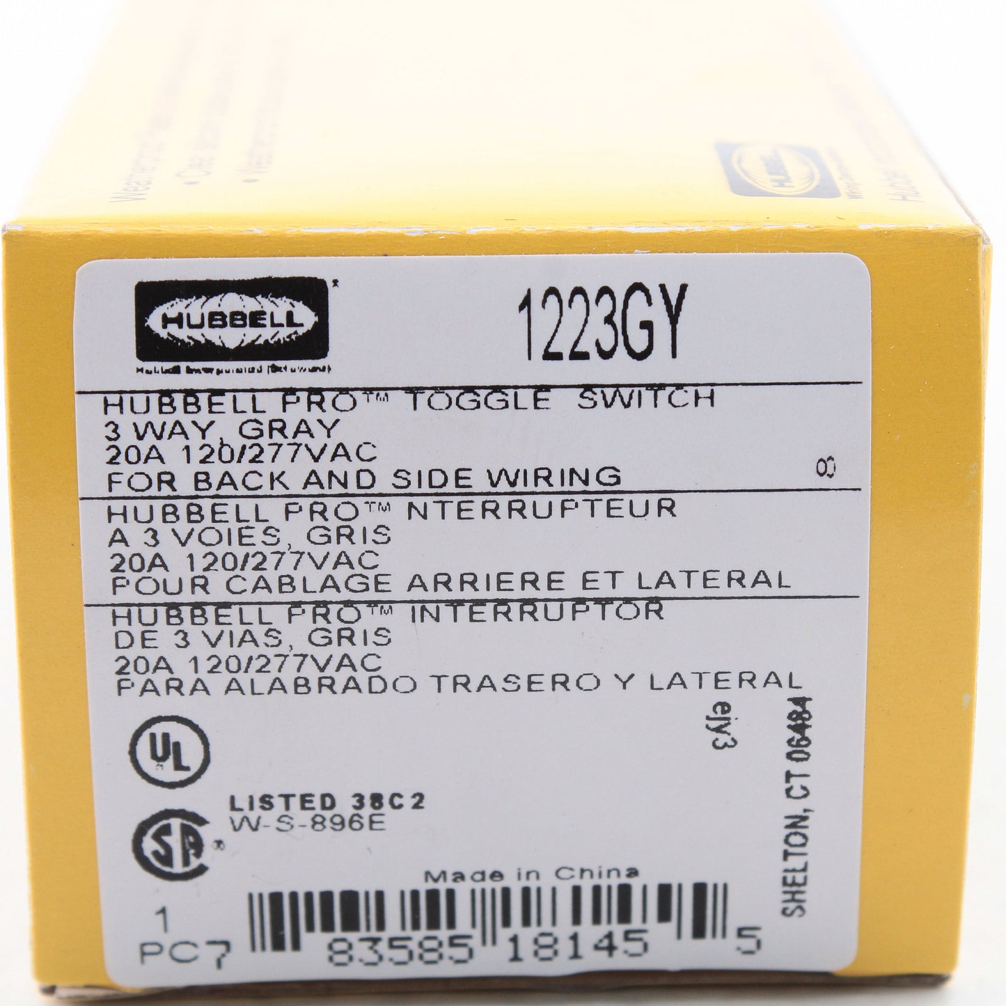 Hubbell Bryant 1223GY 3-Way Gray 20A Toggle Wall Light Switch Industrial