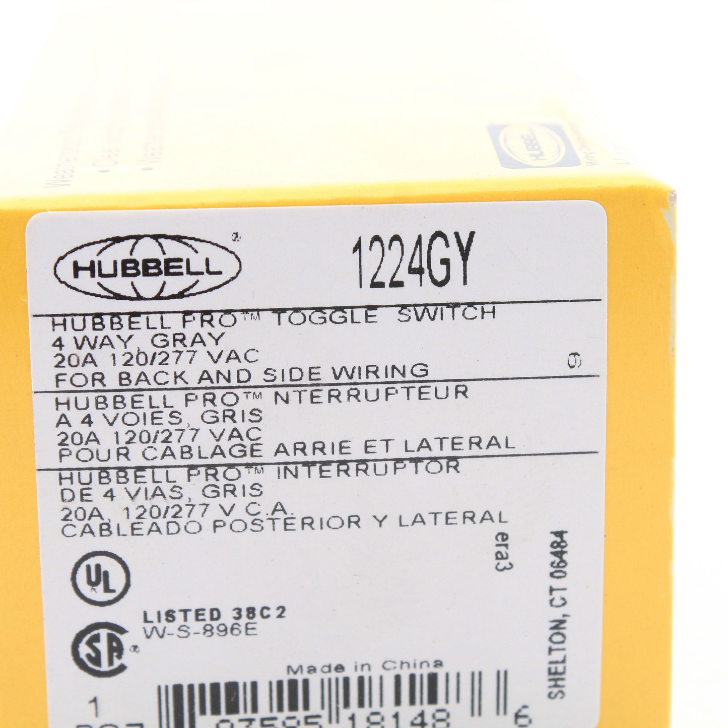Hubbell Bryant 1224GY 4-Way Gray 20A Toggle Light Switch 20A 120/277V Industrial