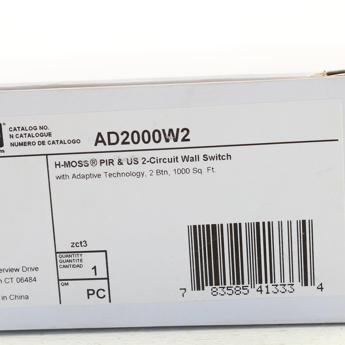 Hubbell White Occupancy Sensor Switch Adaptive PIR/US 2Circuit 120/277V AD2000W2
