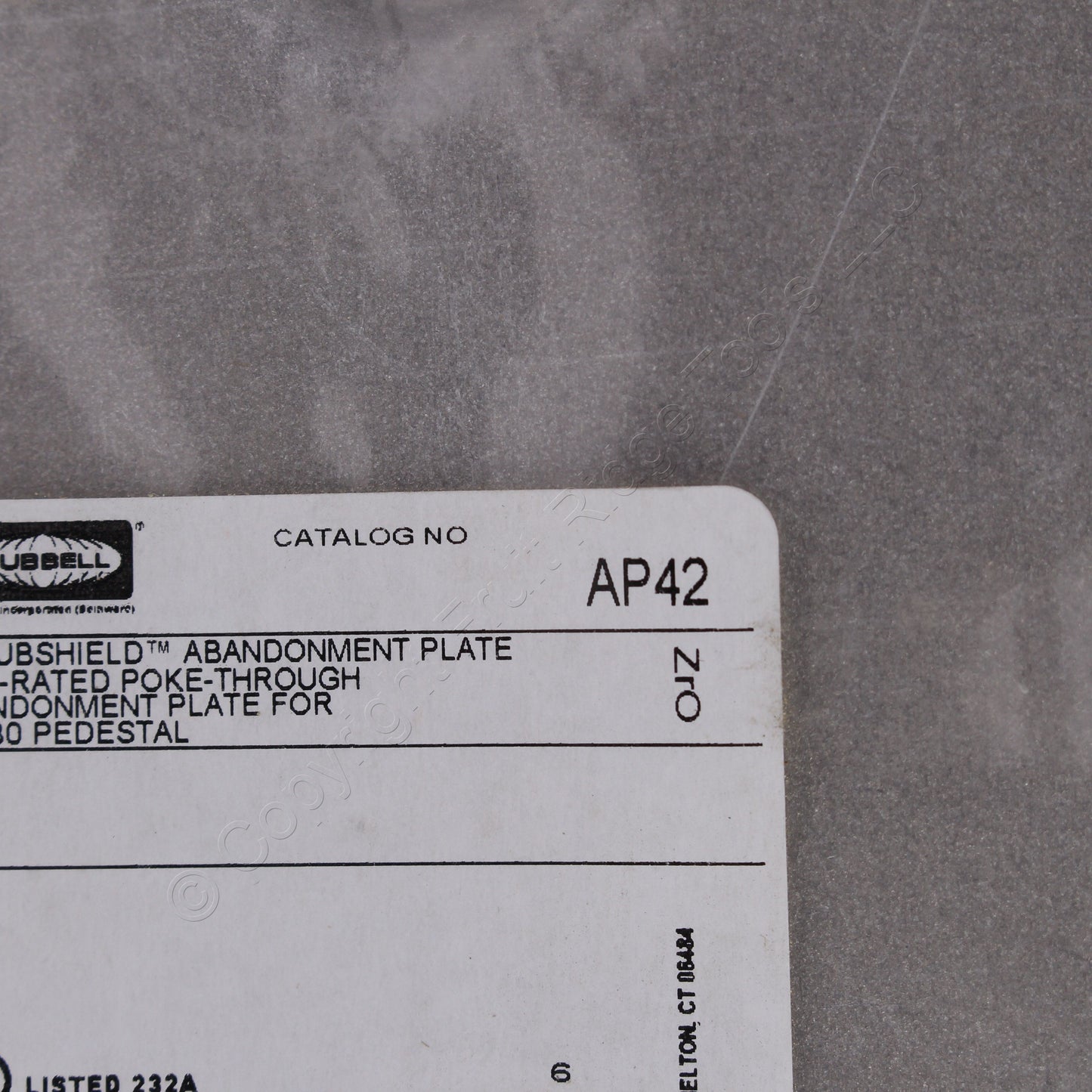Hubbell FRPT 4-Gang Abandonment Plate for PT27A PT7XC Floor Poke Through AP42