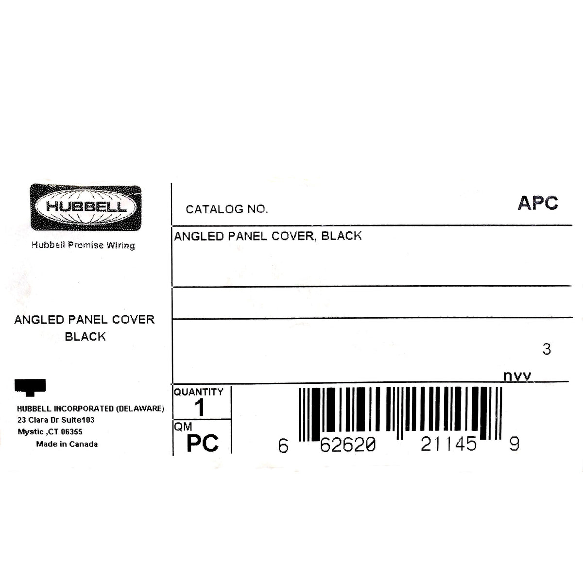Hubbell Black Top/Bottom Cover for Rack Mount Angled Patch Panel APC