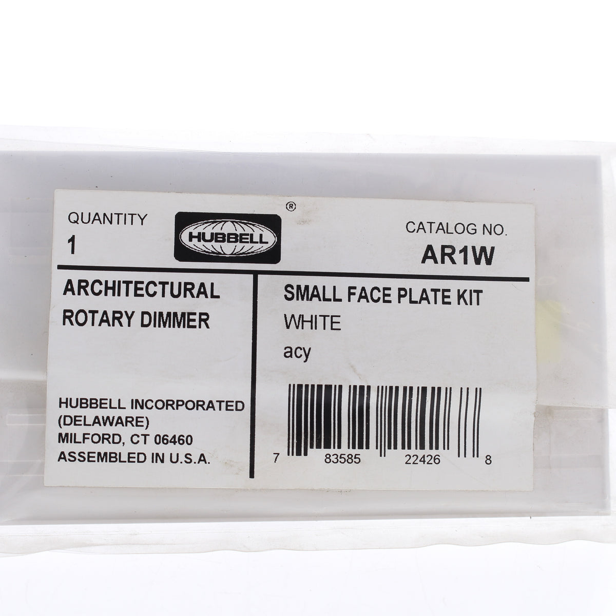 Hubbell AR1W White Replacement Faceplate for 600/1000W Architectural Dimmer