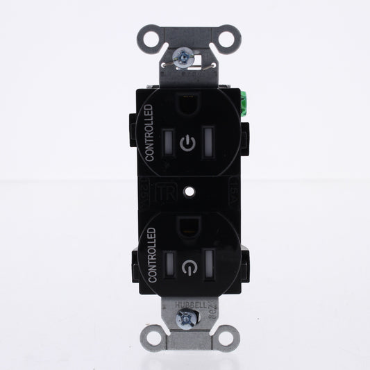 Hubbell BR15C2BLKTR Black Tamper Res Commercial 15A Receptacle 2/2 Controlled