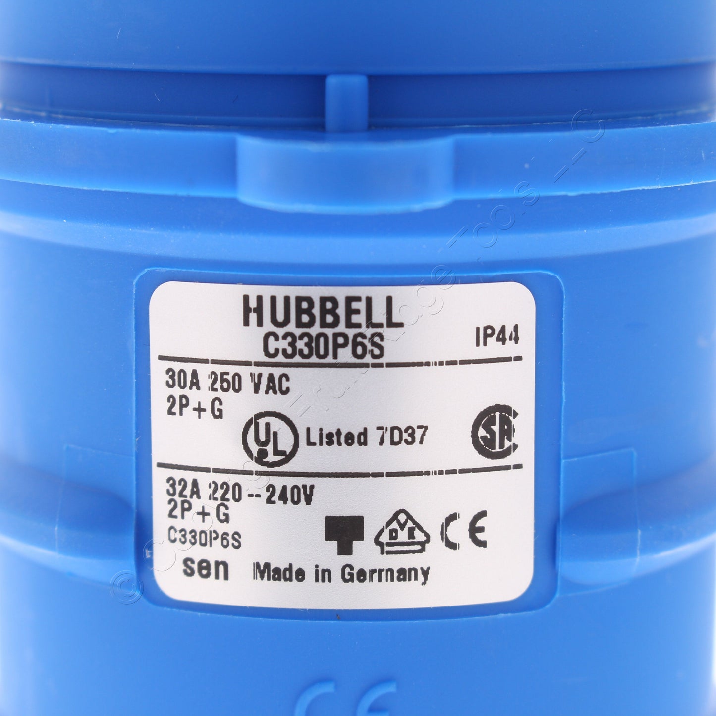 Hubbell C330P6S Splashproof Male IEC 309 Pin & Sleeve Plug 30A 250V 32A 220-240V