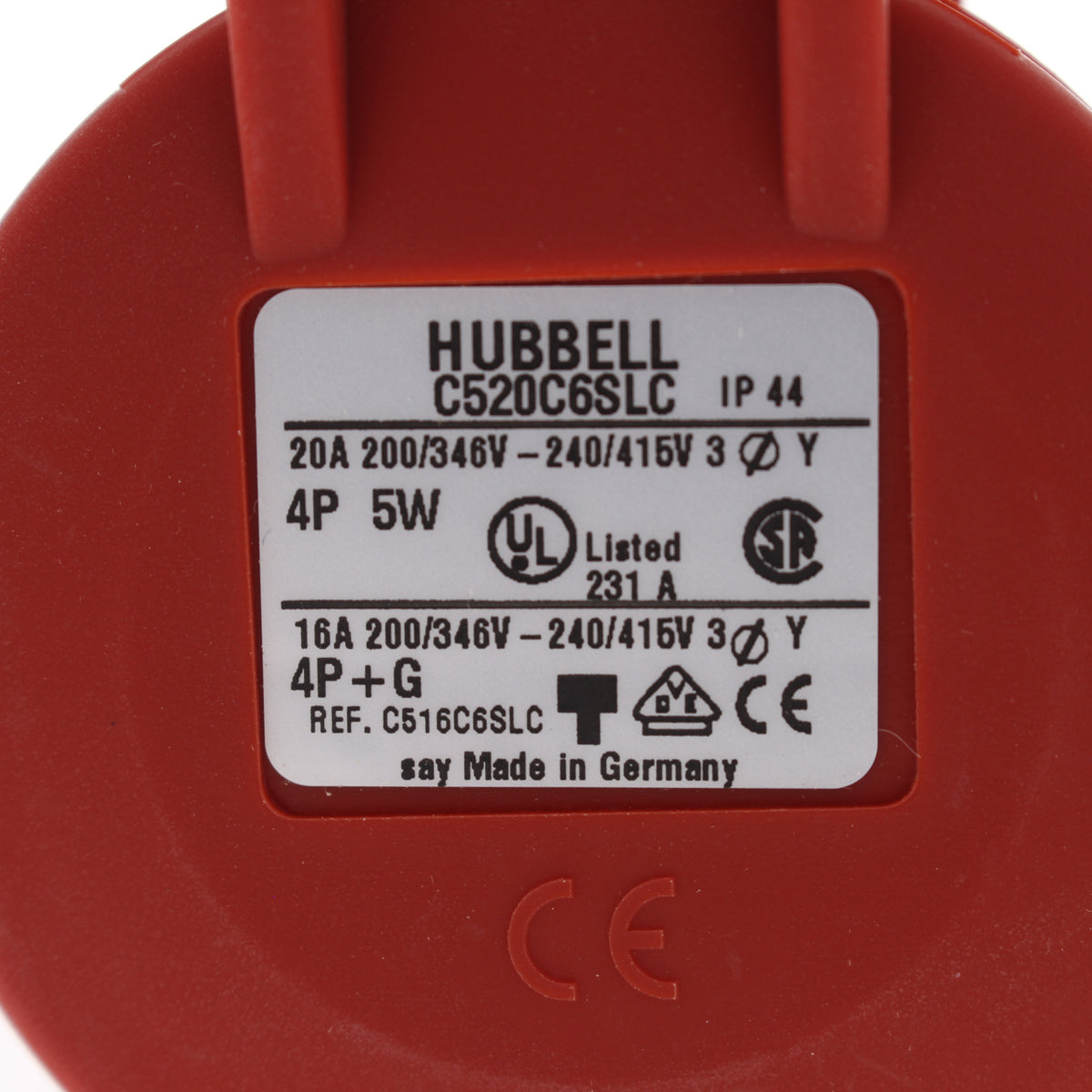 Hubbell Red Pin & Sleeve Connector C-Series LC 3Ø 20A 200-415V 4P5W C520C6SLC