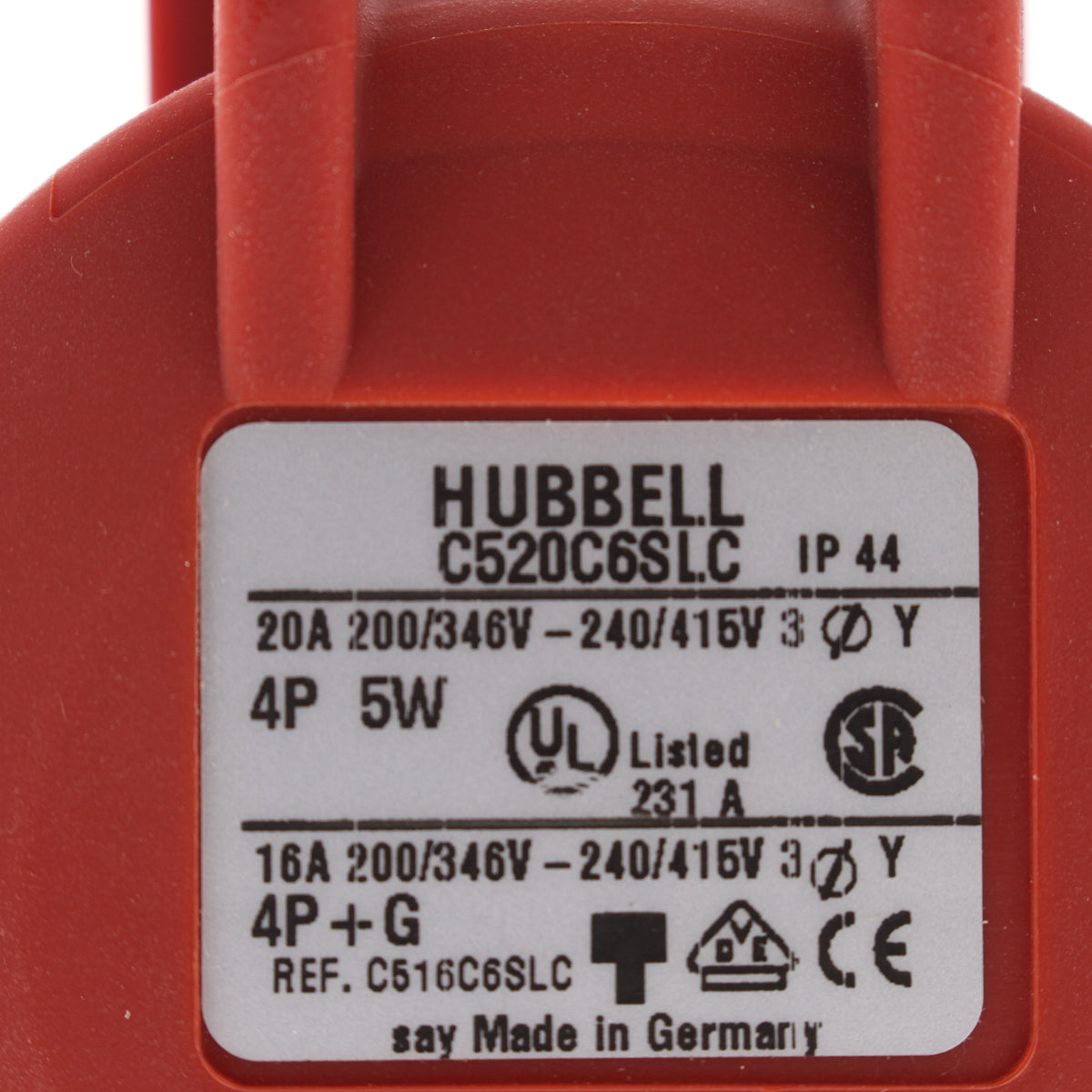 Hubbell Pin & Sleeve Connector C-Series LC 3Ø 20A 200-415V 4P5W BULK C520C6SLC