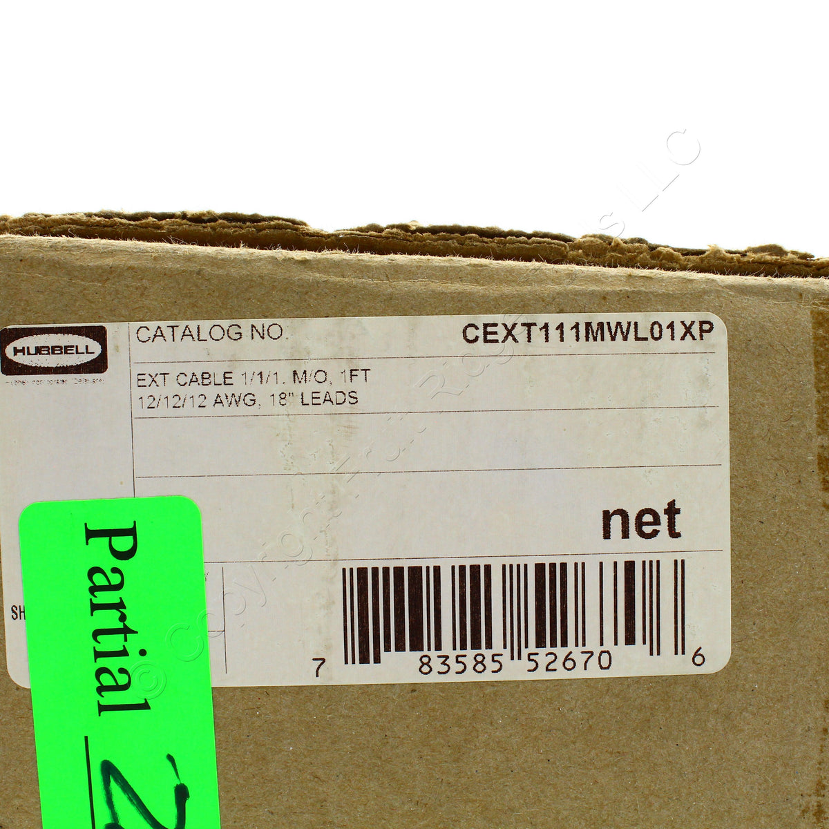Hubbell 1 Ft Male ExtEnder Cable 18" Leads 111 Connexion System CEXT111MWL01XP