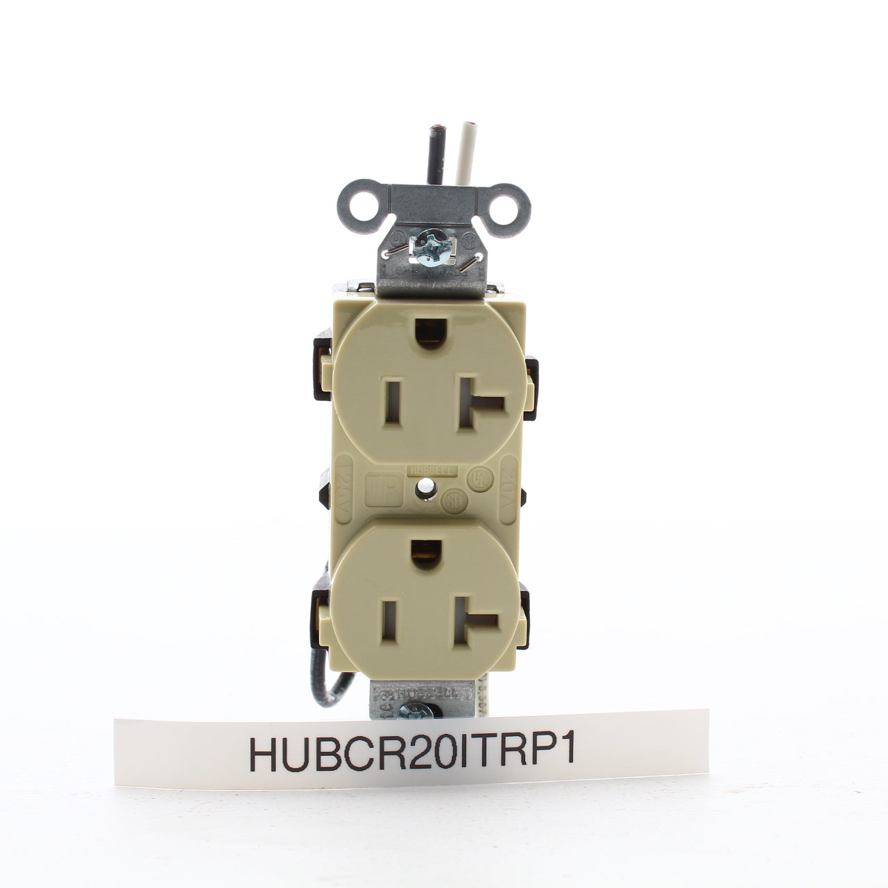 Hubbell Ivory Tamper Resistant Duplex Receptacle Outlet Wire Leads 20A CR20ITRP1