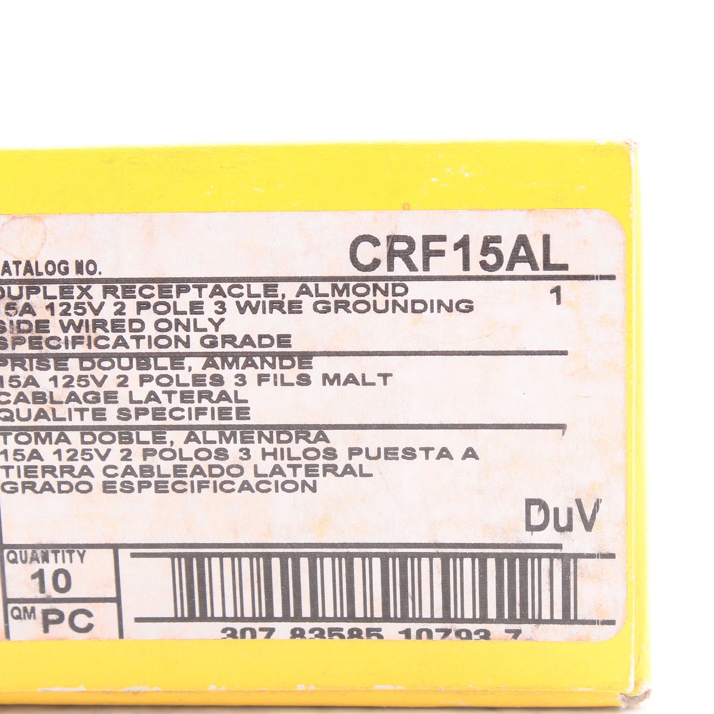 Hubbell CRF15LA Almond 15A Finder Groove Duplex Receptacle Outlets 5-15R 10pcs
