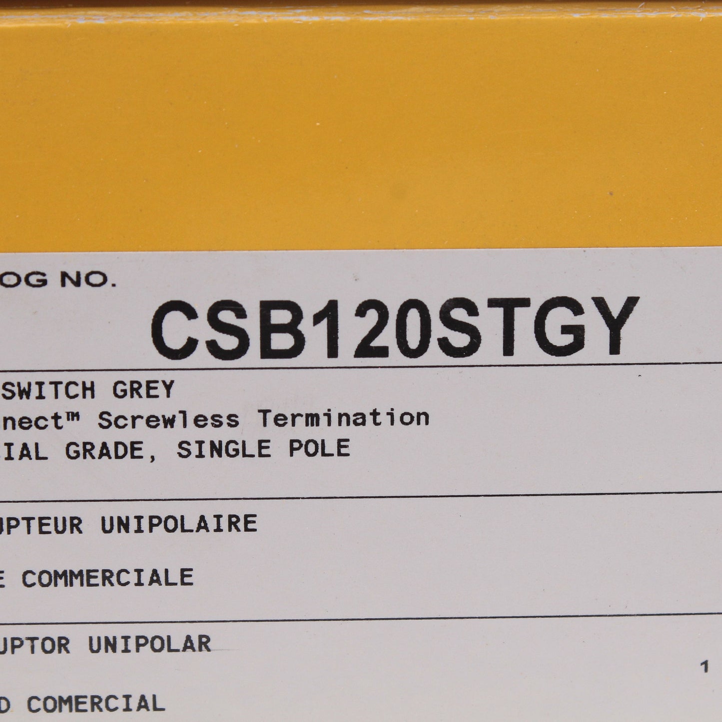 Hubbell CSB120STGY Gray 20A Single Pole EdgeConnect� Toggle Light Switch 10pcs