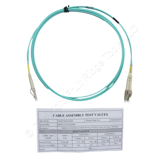 Hubbell Fiber Optic Patch Cord LSZH OM3 Cable Duplex MM LC-LC 2m DFPCLCLCE2MMZ