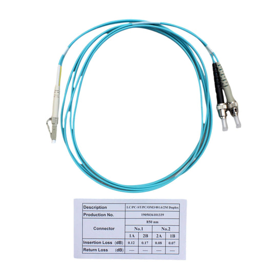 Hubbell Fiber Optic Patch Cord Riser OM3 Duplex MM LC-ST 2m DFRCLCSTE2MM