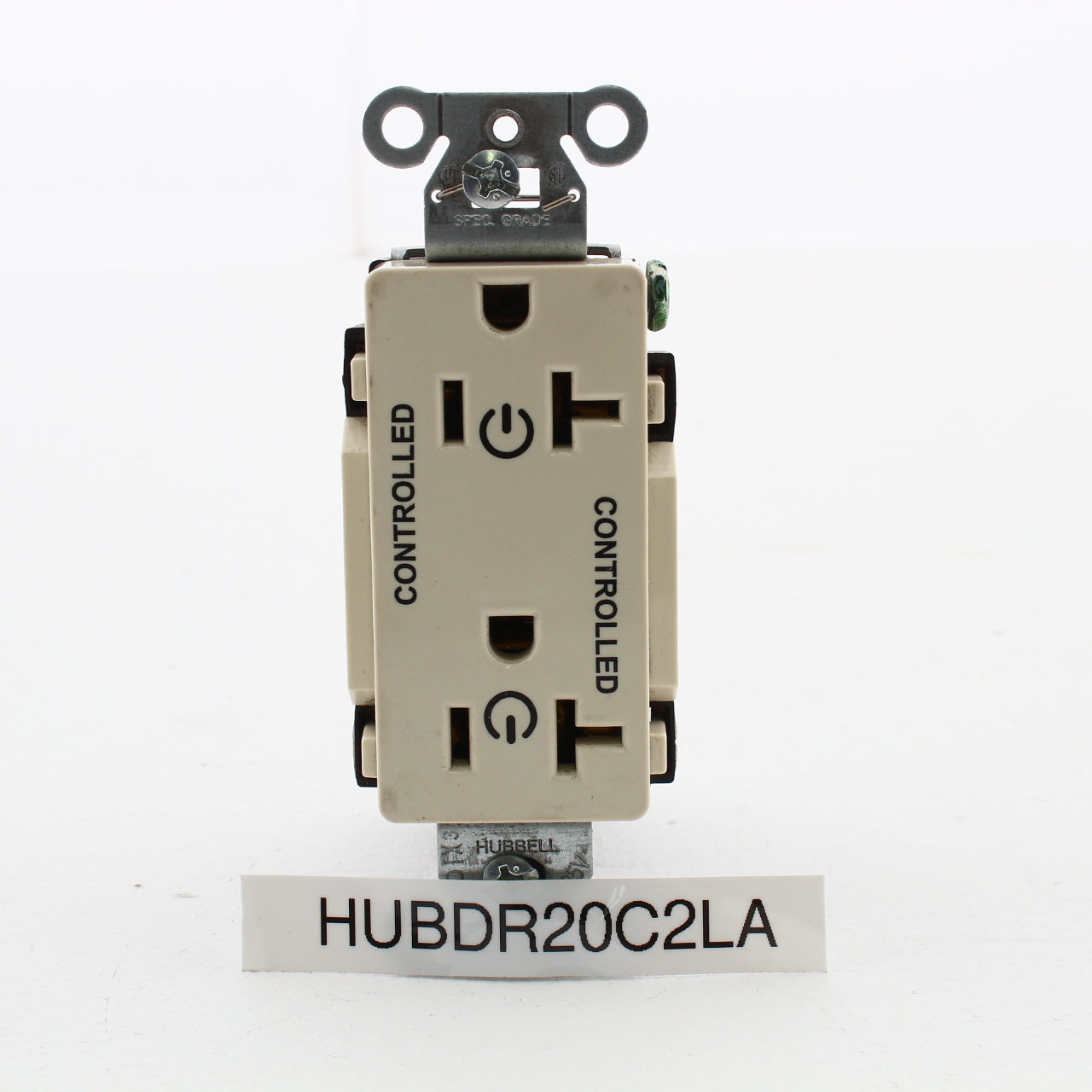 Hubbell DR20C2LA Lt Almond Commercial 20A 5-20R Decorator Outlet 2/2 Controlled